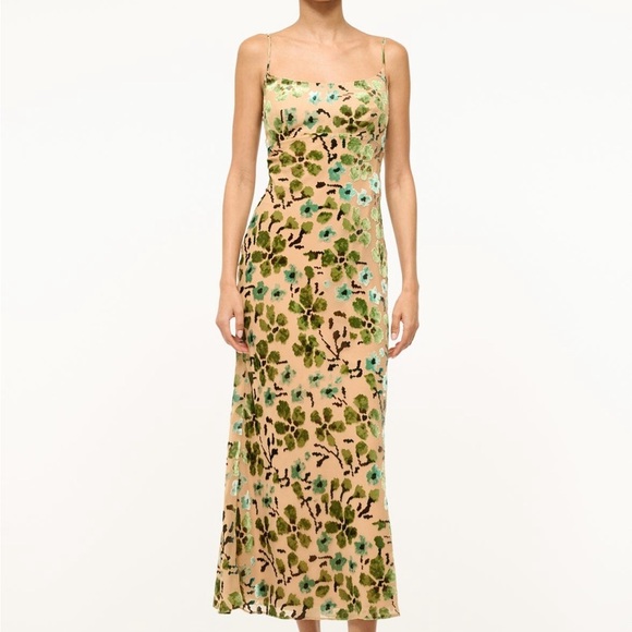 STAUD Floral Maxi Dress - Green and Tan - Picture 2 of 6